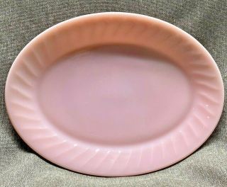 Fire King Rose - Ite Swirl Pink 12” Oval Serving Anchor Hocking Rare Large Scarce