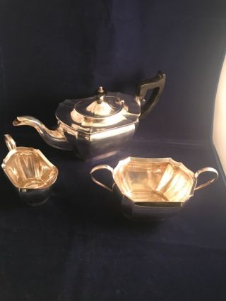 Elegant Art Deco Silver Plated Epns A1 3 Piece Tea Set Sheffield