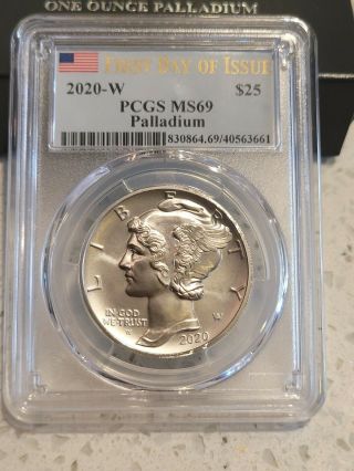 Note Rare In Ms 2020 W $25 American Palladium Eagle Ms69 First Day Issue Pcgs