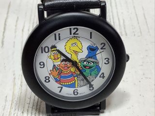 Vintage Sesame Street Watch Muppets Inc.  - Nelsonic Wrist Watch W/ Leather Strap 2