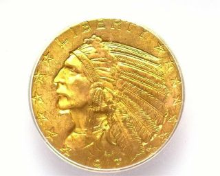 1913 Indian Head $5 Gold Half Eagle Icg Ms65,  Very Rare List For $10,  500