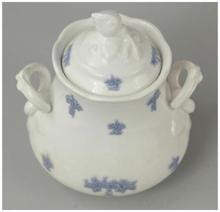 Antique or Vintage Blue Chelsea England Double Handled Master Sugar Bowl - Type 2 2