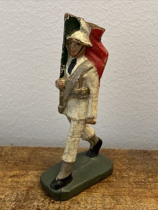 Marching Mexican Soldier With Flag Ejm Mexico Wwii Or 1930’s 3.  5” High Rare