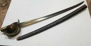 Antique Us Civil War 1861 Ames Navy Cutlass Sword With Rare Scabbard