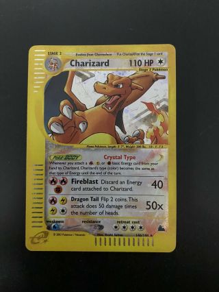 Pokemon Card - Charizard 146/144 - Skyridge - Crystal Rare Holo Hp Psa Ready