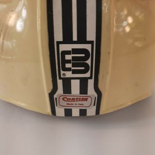 Vintage Cortina Made in Italy Helmet Racing Stripes Vented Brancale Beige Read 2