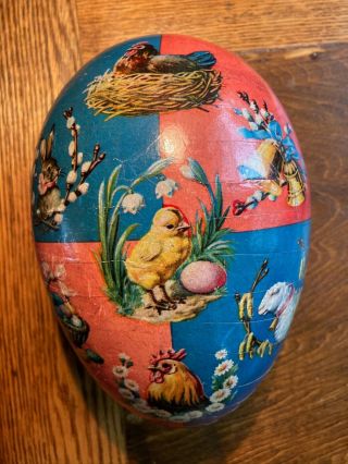 Rare Antique German Germany Paper Mache Easter Candy Container Egg 8 Inch
