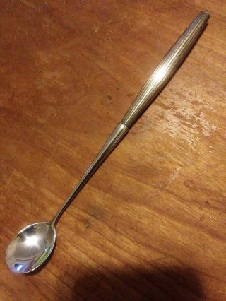 Vintage Contempra House Sterling Silver With Lines Jade Handle Iced Tea Spoon