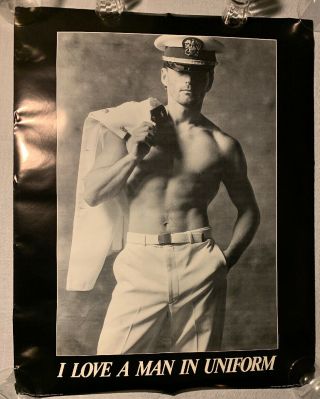 Rare Vintage 1986 Andre Fiset I Love A Man In Uniform Sexy Male Model Poster