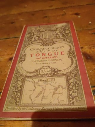 Vintage Cloth Ordnance Survey Map Of Tongue In Scotland With Ellis Martin Cover