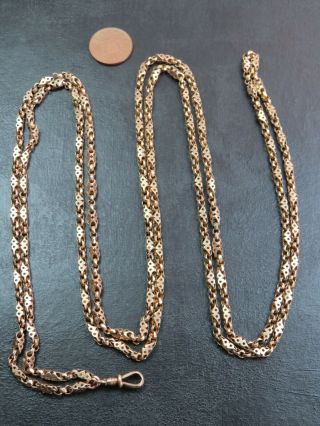 Rare Antique Georgian 9ct Gold Star Link Long Guard Chain C.  1800 60 Inch