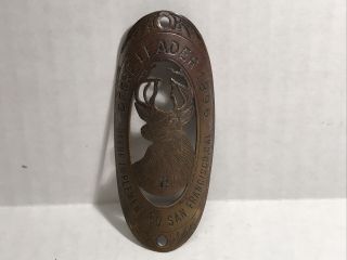 Rare Brass 1896 John Deere Leader Bicycle Badge Emblem