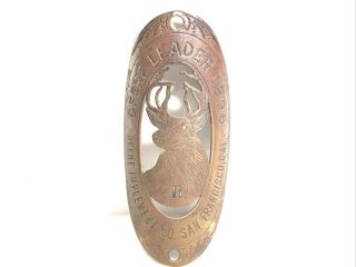 Rare Brass 1896 John Deere Leader Bicycle Badge Emblem 2
