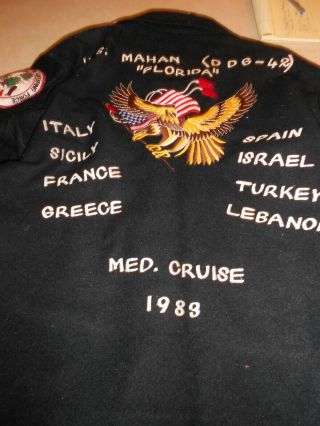 Vintage U.  S.  Navy Embroidered U.  S.  S.  Mahan D D G - 42 Souvenirtourjacket