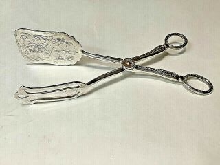 Silver Plated Salad Tongs Pastry Hors D 