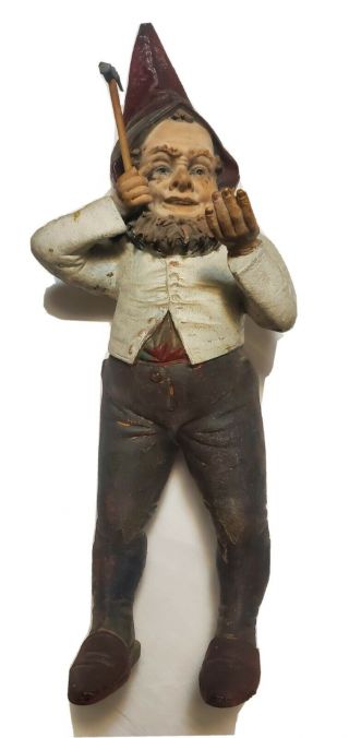 Rare Terracotta Garden Gnome Sculpture Eld 19th Century 1880 