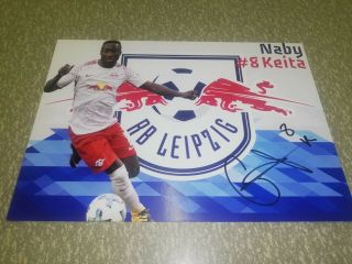 Naby Keita Hand Signed Very Rare Design Red Bull Leipzig Photo Liverpool Fc