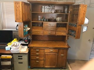Incredible Antique Oak Buckeye Kitchen Cabinet Restored,  Rare Ca.  1900