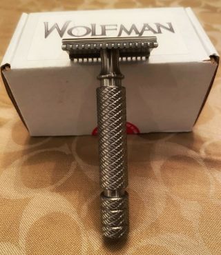 Wolfman Solid Titanium Wr1 Open Comb Oc Safety Razor With Wrh2 Handle Very Rare