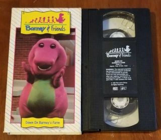 Barney & Friends Down On Barneys Farm 1993 Vhs Tape Rare Oop Purple Dinosaur