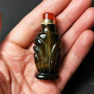 Collectable Chinese Top - Grade Natural Rare Special Agate Snuff Bottle Ancient
