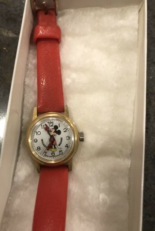 Disney Vintage BRADLEY Child ' s Mickey Mouse wind - up Watch With Box 3