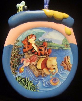 Rare Disney Le Winnie The Pooh Tigger River Ceramic Porcelain Christmas Ornament