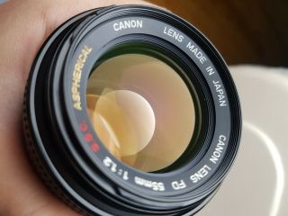 [Rare Top w/hood] Canon FD 55mm f/1.  2 S.  S.  C SSC Aspherical Lens 2