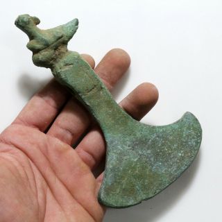 Circa 1000 - 500 Bc Ancient Luristan Bronze Ax Decorated With A Bird