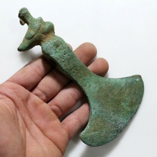CIRCA 1000 - 500 BC ANCIENT LURISTAN BRONZE AX DECORATED WITH A BIRD 2
