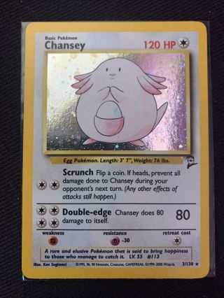 Chansey Holo Rare Pokemon Card Base Set 2 3/130 Lp