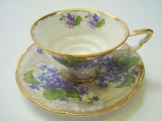 Vintage Lm Royal Halsey Teacup,  Saucer With Gold Trim
