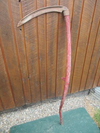 Old Antique 56 " Long Scythe Hay Grain Sickle Farm Tool Blade 19 " Long Decoration
