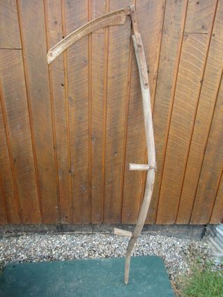 Old Antique 64 " Long Scythe Hay Grain Sickle Farm Tool Blade 18 " Long Decoration
