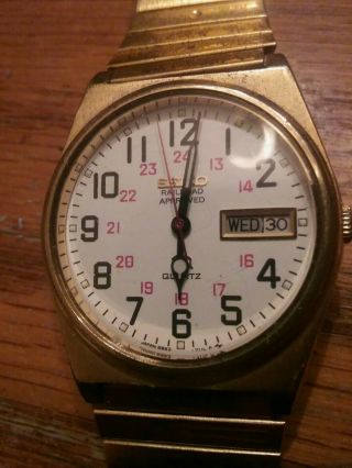 Seiko Railroad Approved Gold Tone Vintage Watch With Battery