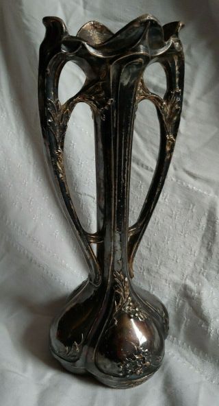 Vintage/antique French Art Nouveau/deco Silverplate Vase France 10 " Tall