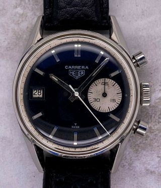 Vintage Heuer Carrera Chronograph Wristwatch 3147n Dato Rare Nr