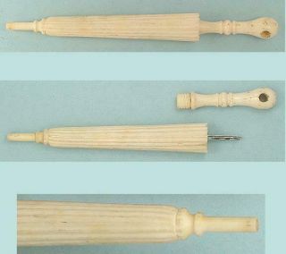 Antique Carved Bone Parasol / Umbrella Needle Case English Circa 1890