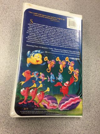Disney VHS Black Diamond classic The Little Mermaid RARE BANNED 2