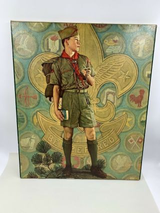 Vintage 1960 ' s Norman Rockwell Boy Scout Print TOMORROW ' S LEADER on Canvas 24 