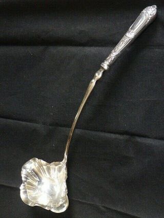Antique Silverplate Punch Ladle With Fluted Rim And Hollow Handle,  C1900