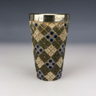 Antique Doulton Lambeth Stoneware Art Pottery Beaker - By Eliza Simmance