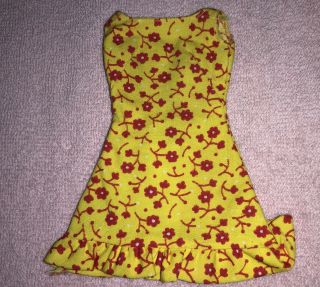 12” Vintage Mattel Barbie Sunshiner Red & Yellow Floral Dress K37