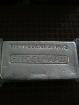 100 Oz Engelhard.  999 Silver Bar Rare W Series Waffle Back.  Hard To Find.