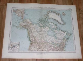 1927 Rare Vintage Italian Map Of Canada Alaska Greenland Ottawa City Inset Map