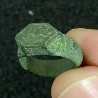 Detector Finds Ancient Roman Bronze Legionary Ring Marked Rare (inner 19mm)