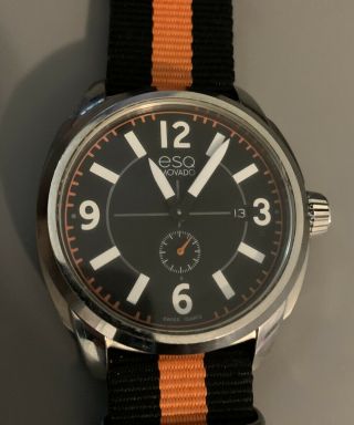 Awesome Mens Esq By Movado Catalyst Orange & Black Dial Ss Watch Es.  42.  1.  14.  5636