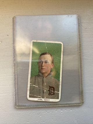 1909 - 11 T - 206 Ty Cobb Rare Portrait Green Background Sweet Caporal Tobacco Card