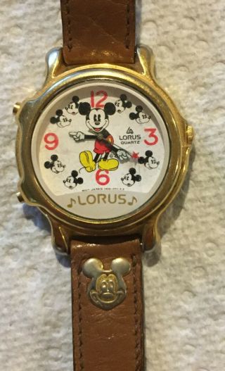 Vintage Disney Mickey Mouse 2 Tune Musical Watch By Lorus,  Battery,