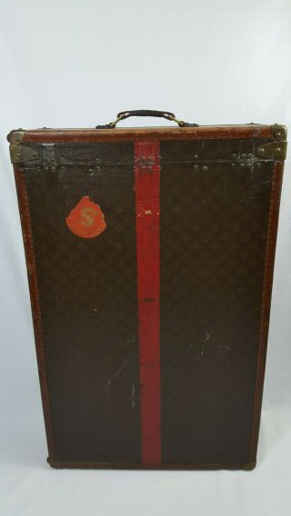 RARE Vintage 1920 ' s Louis Vuitton Wardrobe 85 Monogram Steamer Trunk Suitcase 3